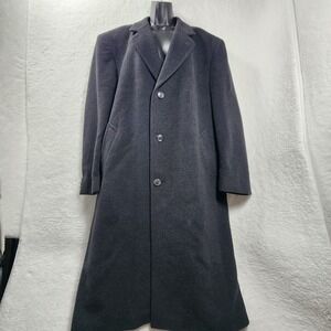 Mens Wool Cashmere Blend Black Overcoat 46R Gorpcore Quiet Luxury Old Money READ